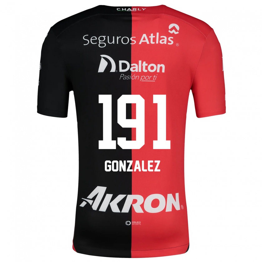 Kandiny Niño Camiseta Juan González #191 Negro Rojo 1ª Equipación 2024/25 La Camisa Chile