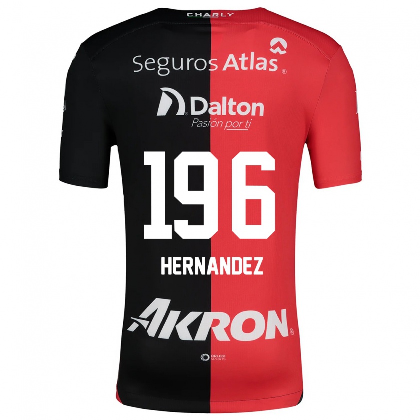 Kandiny Niño Camiseta Miguel Hernández #196 Negro Rojo 1ª Equipación 2024/25 La Camisa Chile