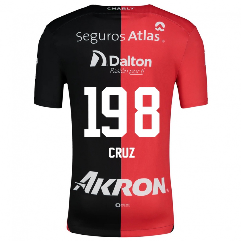 Kandiny Niño Camiseta Carlos Cruz #198 Negro Rojo 1ª Equipación 2024/25 La Camisa Chile