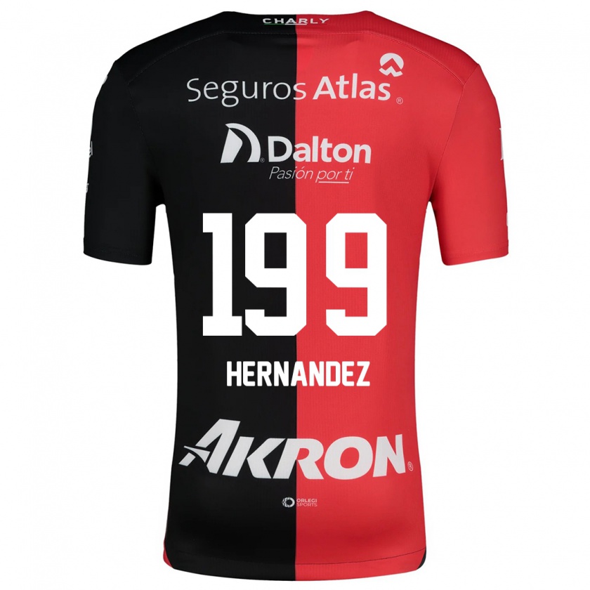 Kandiny Niño Camiseta Sergio Hernández #199 Negro Rojo 1ª Equipación 2024/25 La Camisa Chile