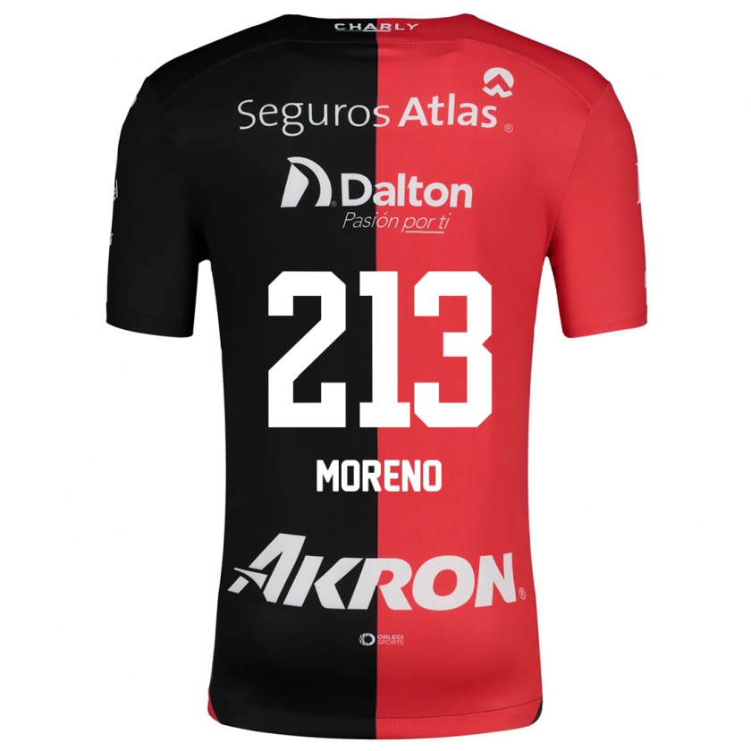 Kandiny Niño Camiseta Eduardo Moreno #213 Negro Rojo 1ª Equipación 2024/25 La Camisa Chile