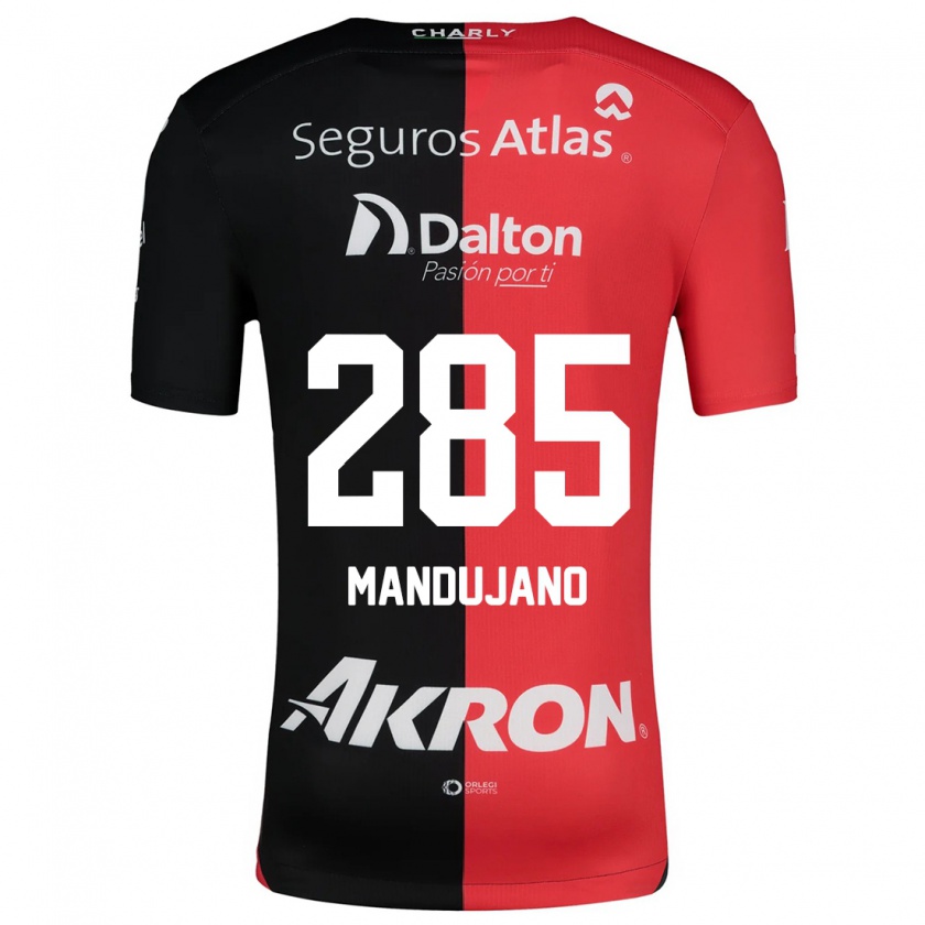 Kandiny Niño Camiseta Sebastián Mandujano #285 Negro Rojo 1ª Equipación 2024/25 La Camisa Chile