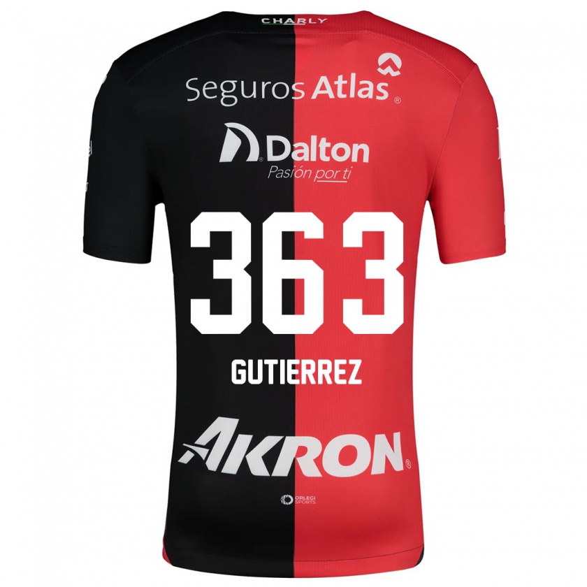 Kandiny Niño Camiseta Orlando Gutiérrez #363 Negro Rojo 1ª Equipación 2024/25 La Camisa Chile