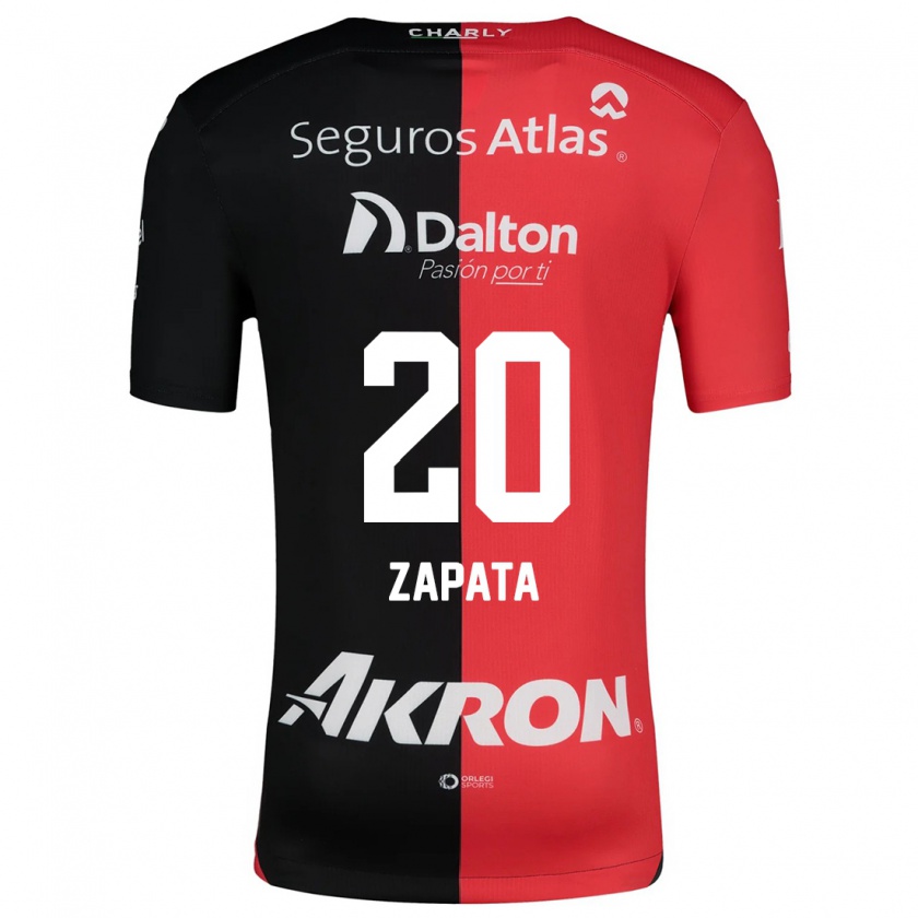 Kandiny Niño Camiseta Juan Zapata #20 Negro Rojo 1ª Equipación 2024/25 La Camisa Chile