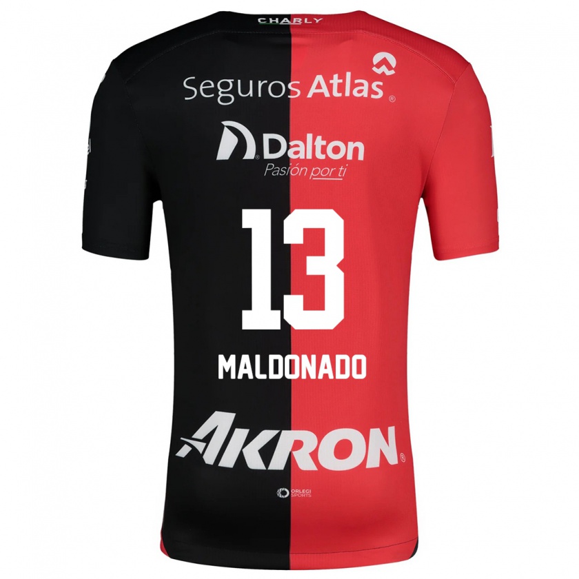 Kandiny Niño Camiseta Maritza Maldonado #13 Negro Rojo 1ª Equipación 2024/25 La Camisa Chile