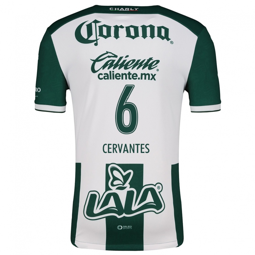 Kandiny Niño Camiseta Alan Cervantes #6 Verde Blanco 1ª Equipación 2024/25 La Camisa Chile