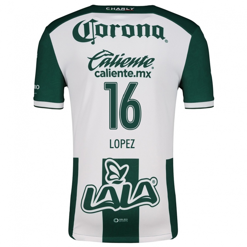 Kandiny Niño Camiseta Aldo López #16 Verde Blanco 1ª Equipación 2024/25 La Camisa Chile