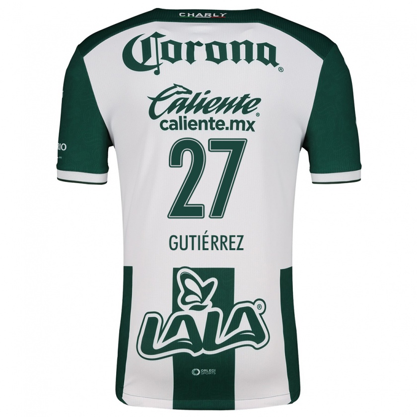 Kandiny Niño Camiseta Luis Gutiérrez #27 Verde Blanco 1ª Equipación 2024/25 La Camisa Chile