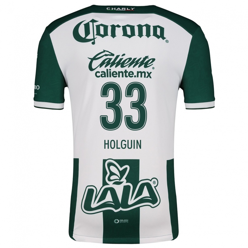 Kandiny Niño Camiseta Héctor Holguín #33 Verde Blanco 1ª Equipación 2024/25 La Camisa Chile