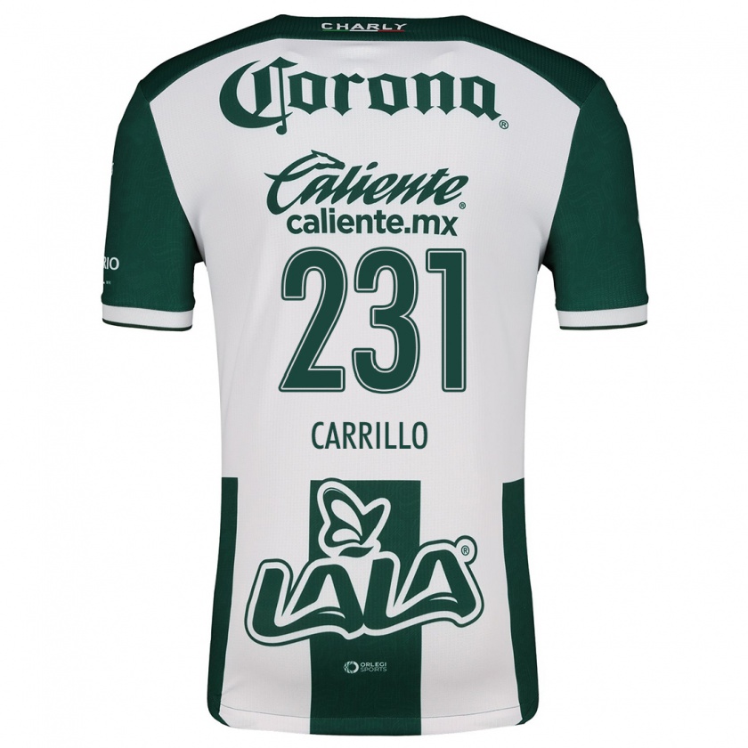 Kandiny Niño Camiseta Ángel Carrillo #231 Verde Blanco 1ª Equipación 2024/25 La Camisa Chile