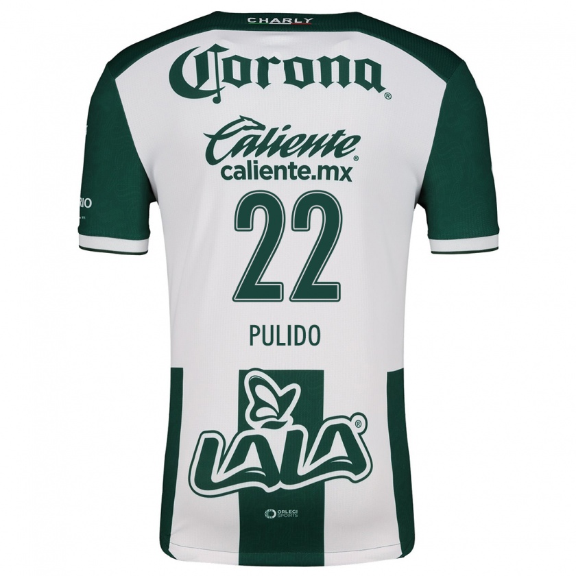 Kandiny Niño Camiseta Sheila Pulido #22 Verde Blanco 1ª Equipación 2024/25 La Camisa Chile