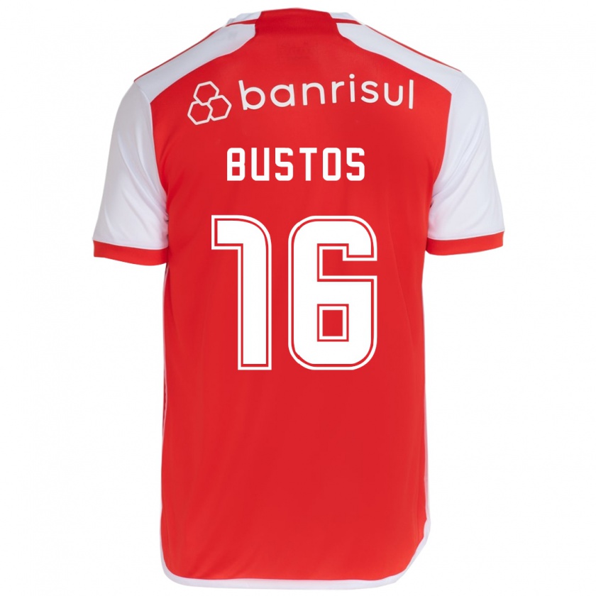 Kandiny Niño Camiseta Fabricio Bustos #16 Rojo Blanco 1ª Equipación 2024/25 La Camisa Chile