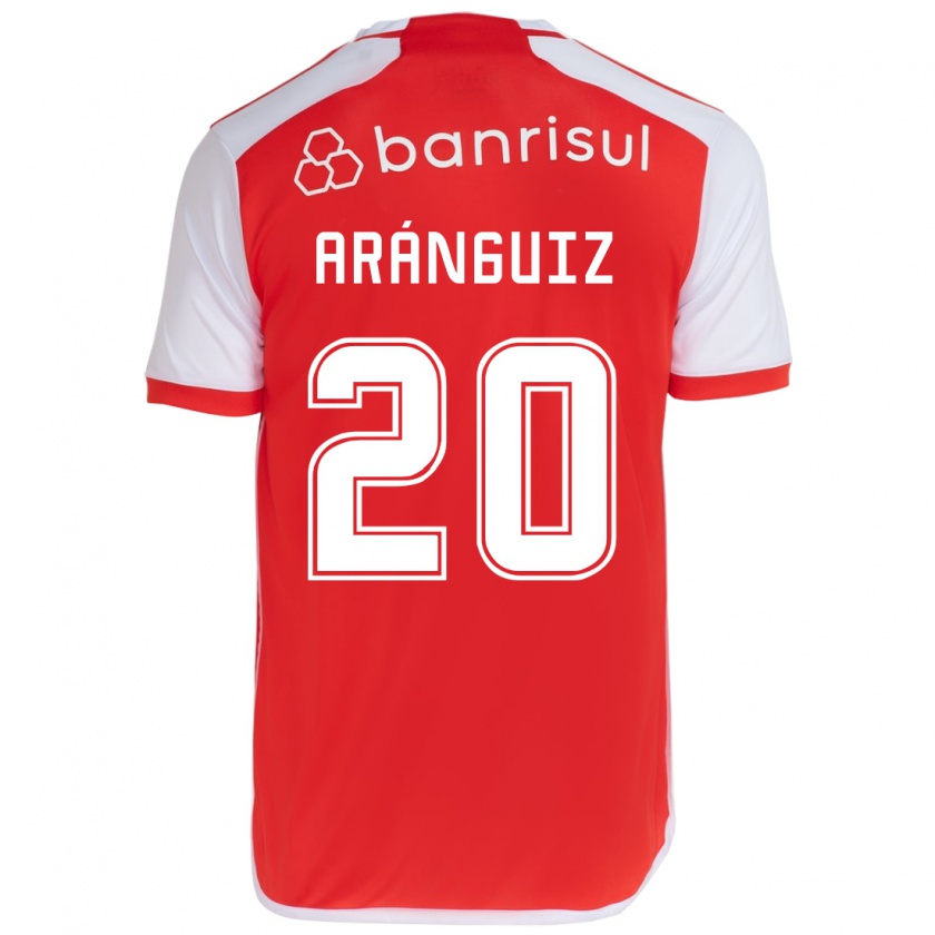 Kandiny Niño Camiseta Charles Aránguiz #20 Rojo Blanco 1ª Equipación 2024/25 La Camisa Chile