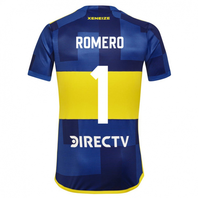 Kandiny Niño Camiseta Sergio Romero #1 Azul Amarillo 1ª Equipación 2024/25 La Camisa Chile