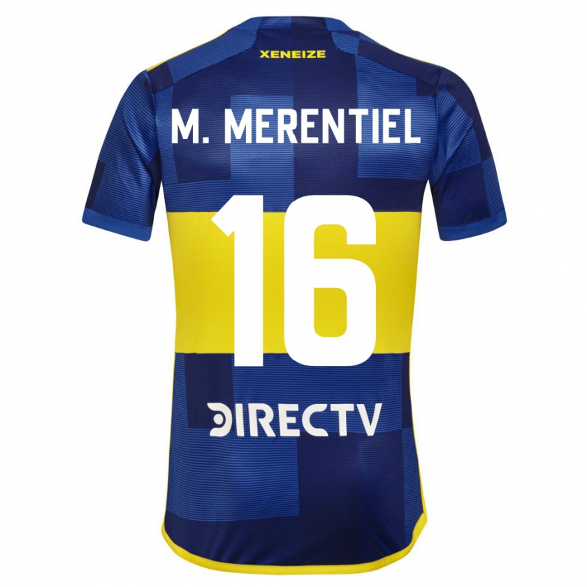 Kandiny Niño Camiseta Miguel Merentiel #16 Azul Amarillo 1ª Equipación 2024/25 La Camisa Chile