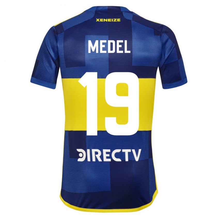 Kandiny Niño Camiseta Gary Medel #19 Azul Amarillo 1ª Equipación 2024/25 La Camisa Chile