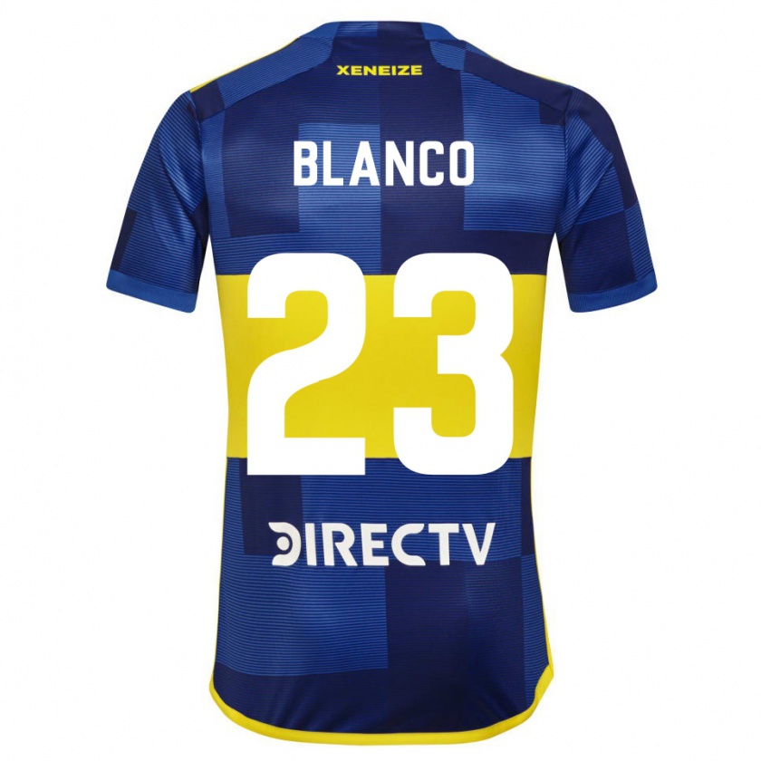 Kandiny Niño Camiseta Lautaro Blanco #23 Azul Amarillo 1ª Equipación 2024/25 La Camisa Chile