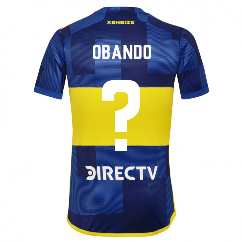 Kandiny Niño Camiseta Agustín Obando #0 Azul Amarillo 1ª Equipación 2024/25 La Camisa Chile