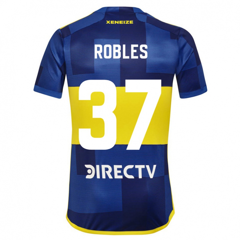 Kandiny Niño Camiseta Sebastián Díaz Robles #37 Azul Amarillo 1ª Equipación 2024/25 La Camisa Chile