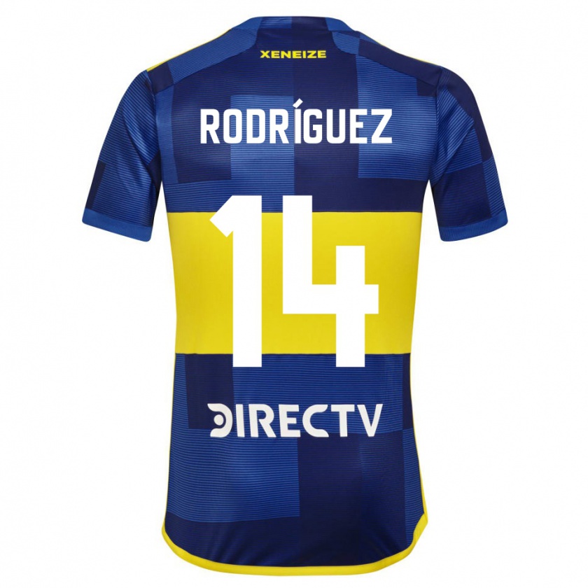 Kandiny Niño Camiseta Isaías Rodríguez #14 Azul Amarillo 1ª Equipación 2024/25 La Camisa Chile