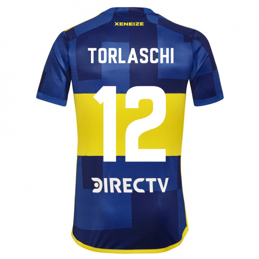 Kandiny Niño Camiseta Lucas Torlaschi #12 Azul Amarillo 1ª Equipación 2024/25 La Camisa Chile