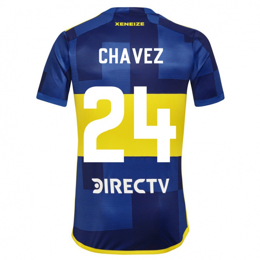 Kandiny Niño Camiseta Gabriela Chavez #24 Azul Amarillo 1ª Equipación 2024/25 La Camisa Chile