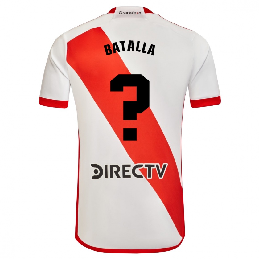 Kandiny Niño Camiseta Augusto Batalla #0 Blanco Rojo 1ª Equipación 2024/25 La Camisa Chile