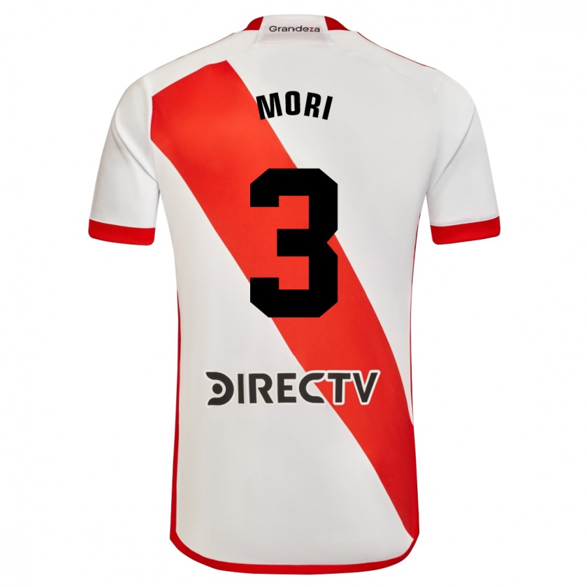 Kandiny Niño Camiseta Ramiro Funes Mori #3 Blanco Rojo 1ª Equipación 2024/25 La Camisa Chile