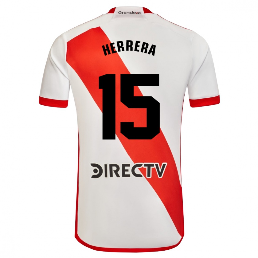 Kandiny Niño Camiseta Andrés Herrera #15 Blanco Rojo 1ª Equipación 2024/25 La Camisa Chile