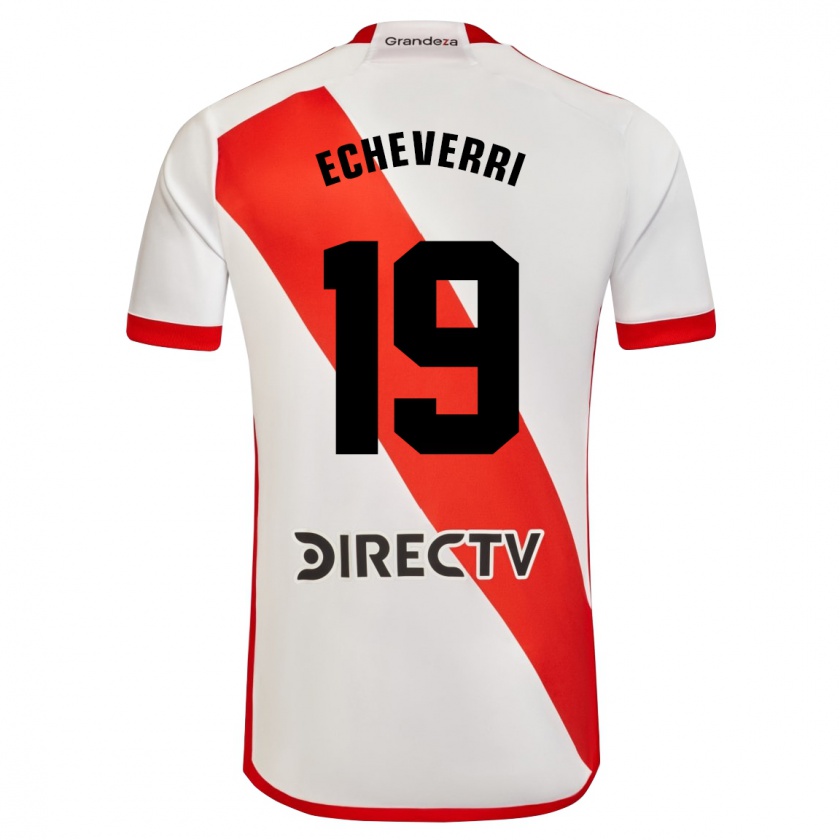 Kandiny Niño Camiseta Claudio Echeverri #19 Blanco Rojo 1ª Equipación 2024/25 La Camisa Chile