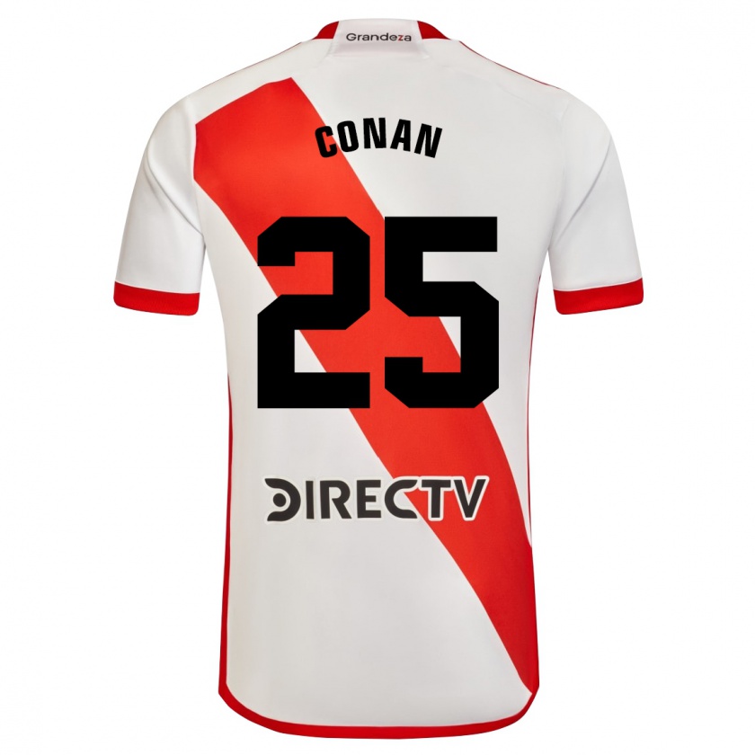 Kandiny Niño Camiseta Conan Ledesma #25 Blanco Rojo 1ª Equipación 2024/25 La Camisa Chile