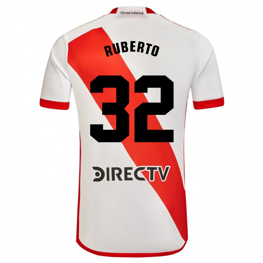 Kandiny Niño Camiseta Agustín Ruberto #32 Blanco Rojo 1ª Equipación 2024/25 La Camisa Chile