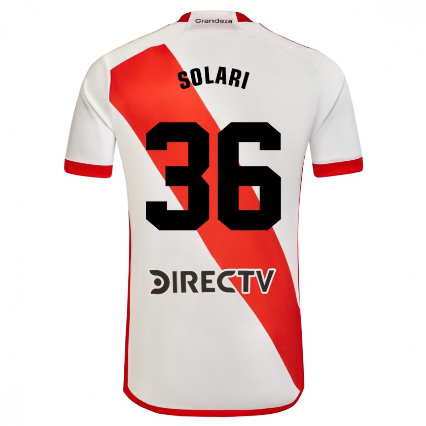 Kandiny Niño Camiseta Pablo Solari #36 Blanco Rojo 1ª Equipación 2024/25 La Camisa Chile