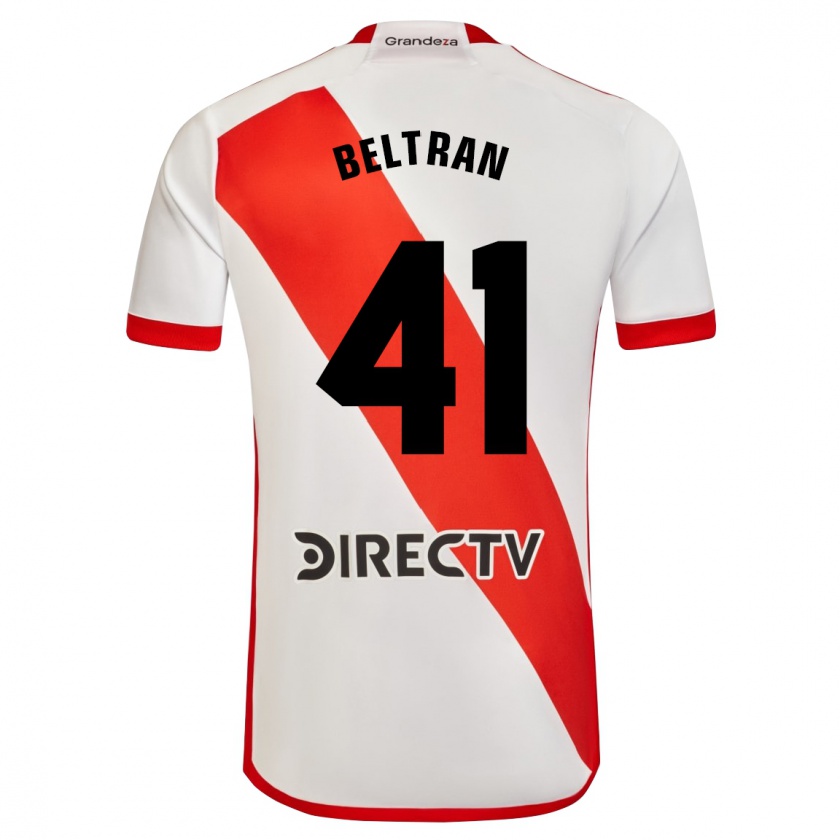 Kandiny Niño Camiseta Santiago Beltrán #41 Blanco Rojo 1ª Equipación 2024/25 La Camisa Chile