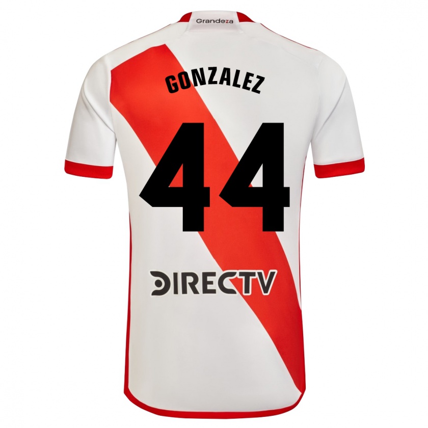 Kandiny Niño Camiseta Alexis González #44 Blanco Rojo 1ª Equipación 2024/25 La Camisa Chile