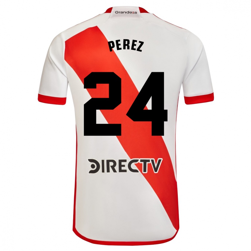 Kandiny Niño Camiseta Enzo Pérez #24 Blanco Rojo 1ª Equipación 2024/25 La Camisa Chile