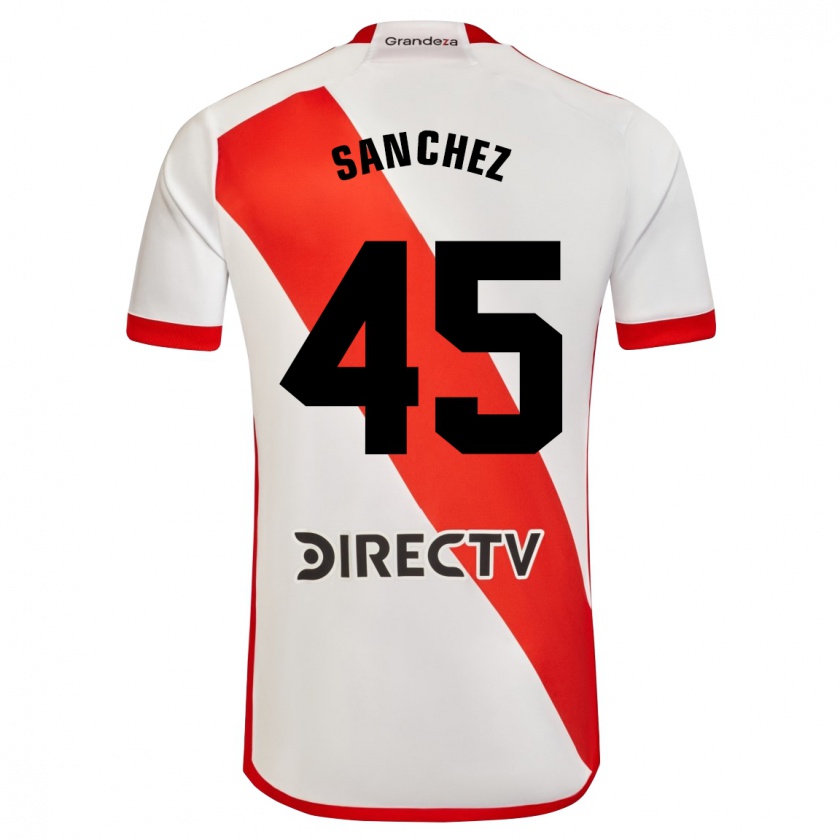 Kandiny Niño Camiseta Sebastián Sánchez #45 Blanco Rojo 1ª Equipación 2024/25 La Camisa Chile