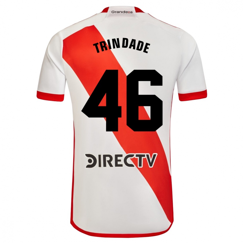 Kandiny Niño Camiseta Gonzalo Trindade #46 Blanco Rojo 1ª Equipación 2024/25 La Camisa Chile