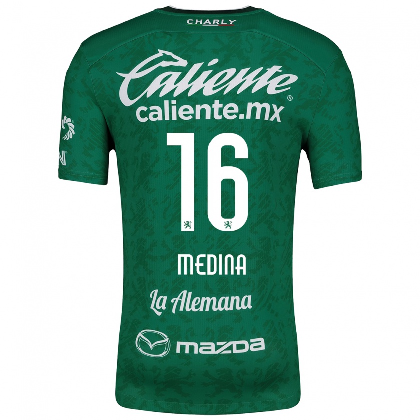 Kandiny Niño Camiseta Alan Medina #16 Verde Blanco 1ª Equipación 2024/25 La Camisa Chile