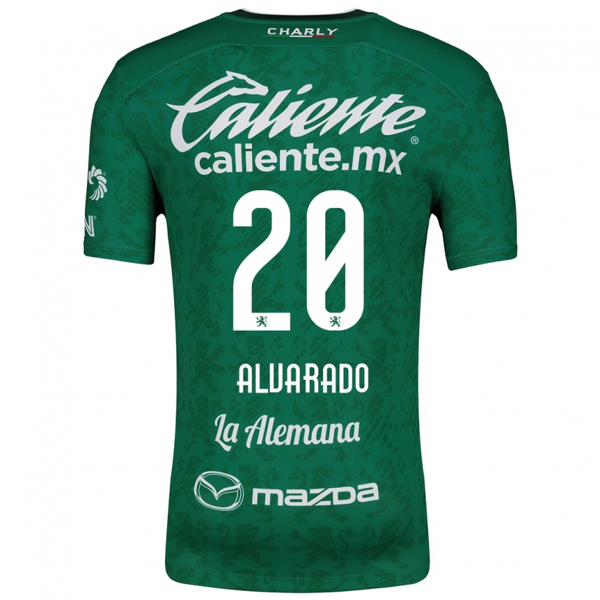 Kandiny Niño Camiseta Alfonso Alvarado #20 Verde Blanco 1ª Equipación 2024/25 La Camisa Chile