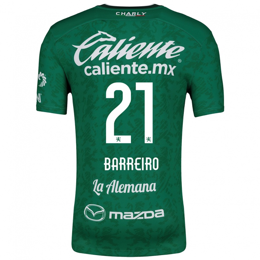 Kandiny Niño Camiseta Stiven Barreiro #21 Verde Blanco 1ª Equipación 2024/25 La Camisa Chile