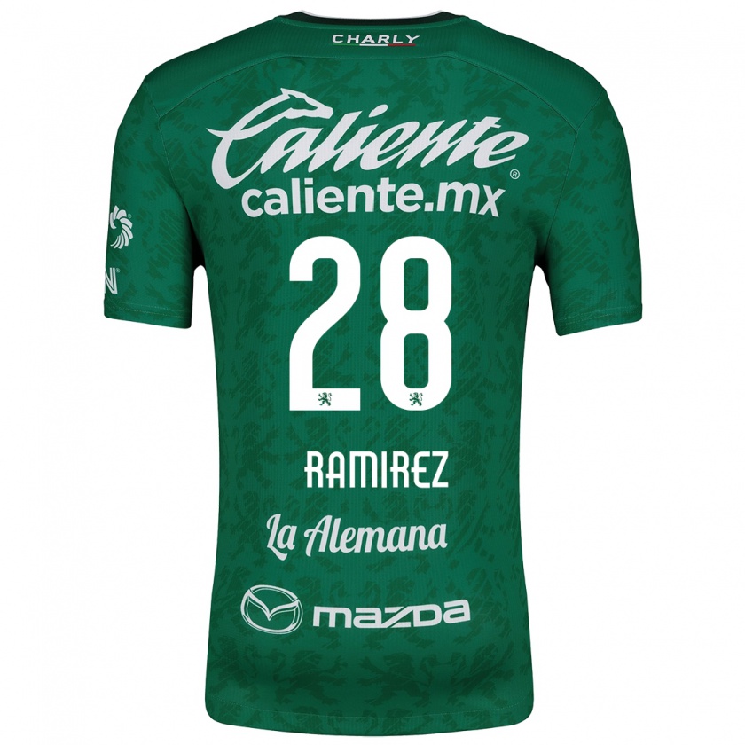 Kandiny Niño Camiseta David Ramírez #28 Verde Blanco 1ª Equipación 2024/25 La Camisa Chile