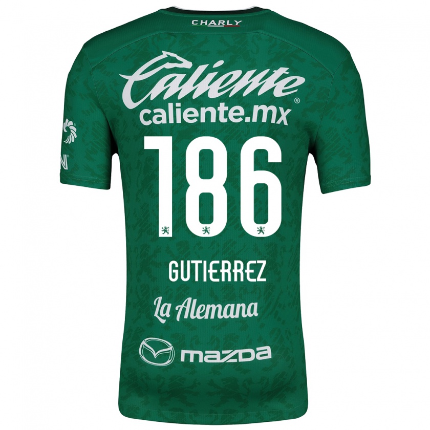 Kandiny Niño Camiseta Alan Gutiérrez #186 Verde Blanco 1ª Equipación 2024/25 La Camisa Chile