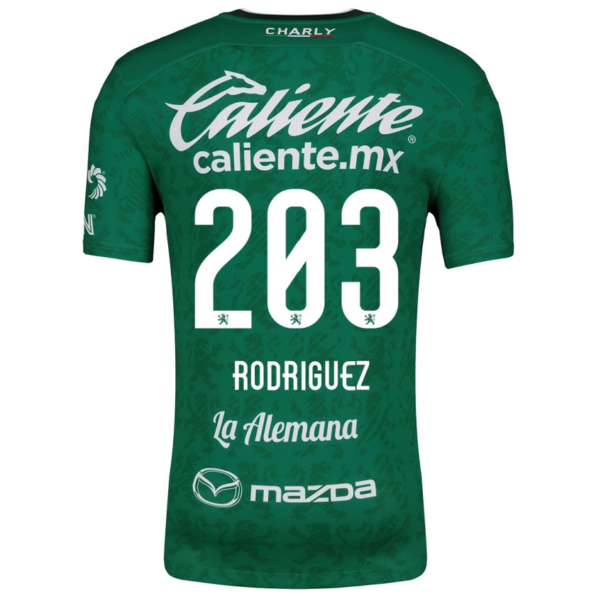 Kandiny Niño Camiseta César Rodríguez #203 Verde Blanco 1ª Equipación 2024/25 La Camisa Chile