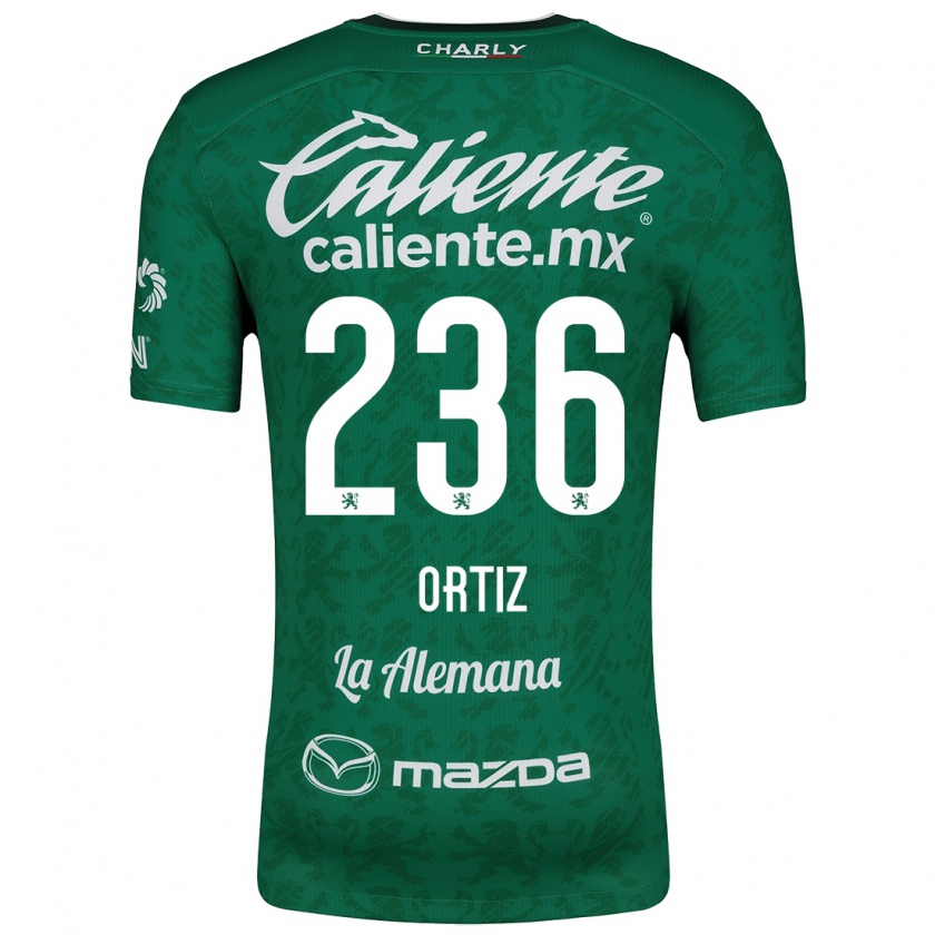 Kandiny Niño Camiseta Youssef Ortiz #236 Verde Blanco 1ª Equipación 2024/25 La Camisa Chile