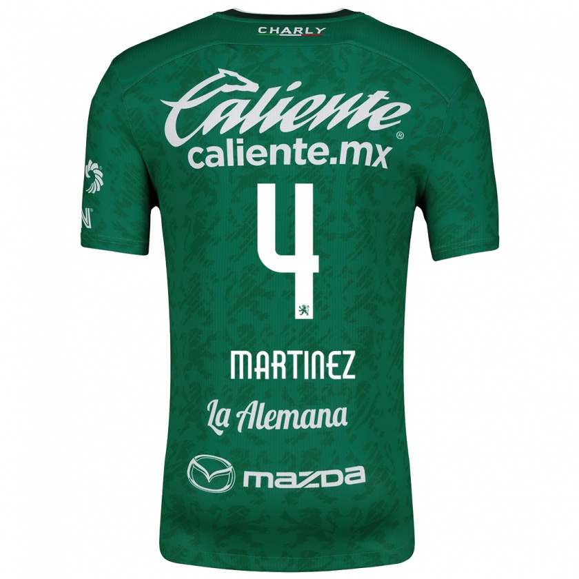 Kandiny Niño Camiseta Mitzi Martínez #4 Verde Blanco 1ª Equipación 2024/25 La Camisa Chile