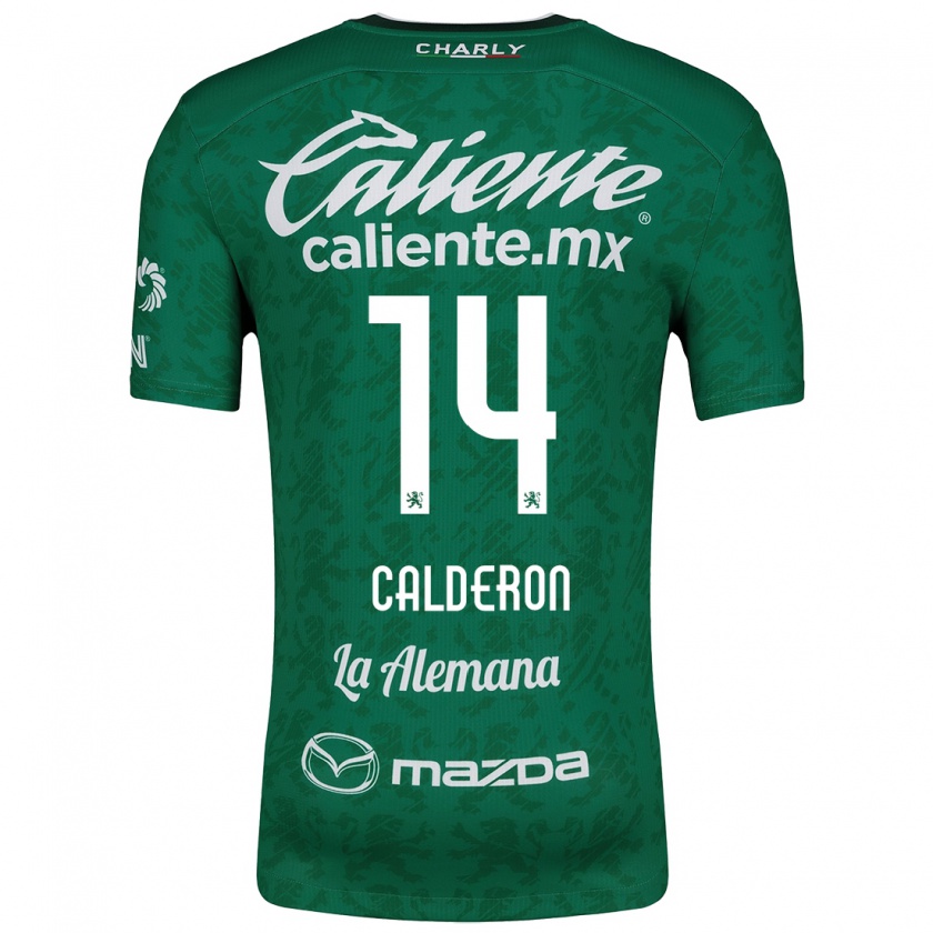 Kandiny Niño Camiseta Daniela Calderón #14 Verde Blanco 1ª Equipación 2024/25 La Camisa Chile