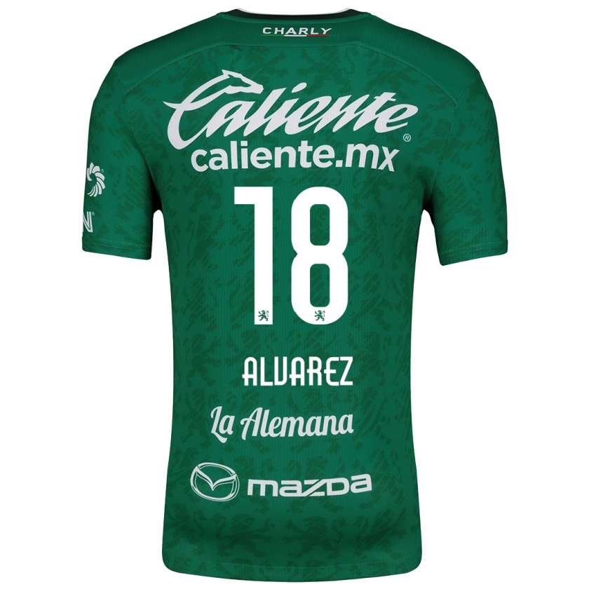 Kandiny Niño Camiseta Yazmin Álvarez #18 Verde Blanco 1ª Equipación 2024/25 La Camisa Chile