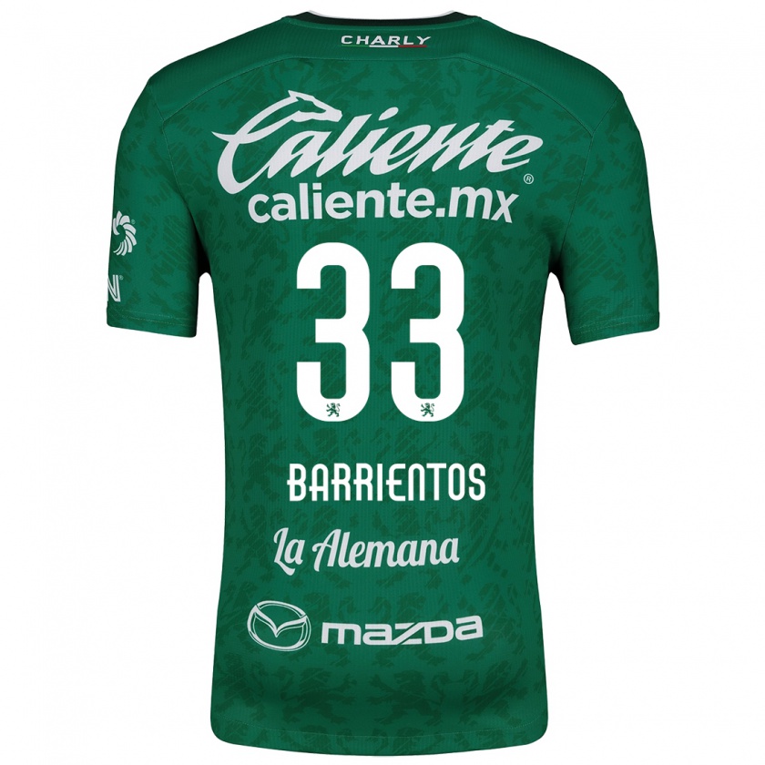 Kandiny Niño Camiseta Yashira Barrientos #33 Verde Blanco 1ª Equipación 2024/25 La Camisa Chile