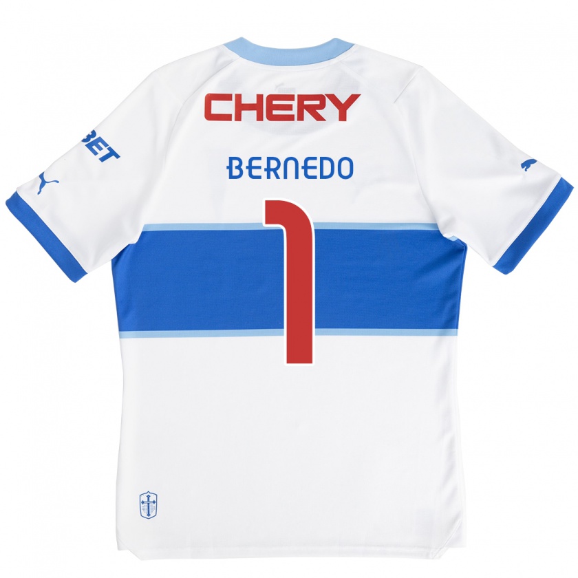 Kandiny Niño Camiseta Vicente Bernedo #1 Blanco Azul 1ª Equipación 2024/25 La Camisa Chile